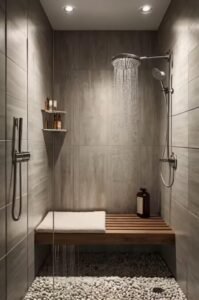 Modern shower seat with sleek finish